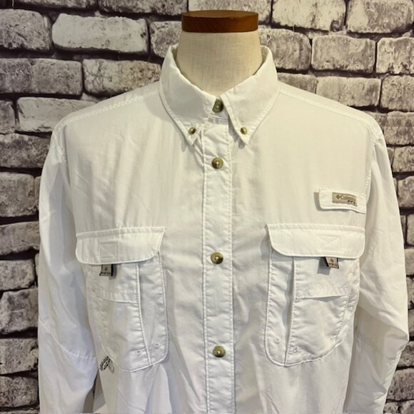 Columbia White Long Sleeve Button Down Top Size XL - Picture 2 of 9